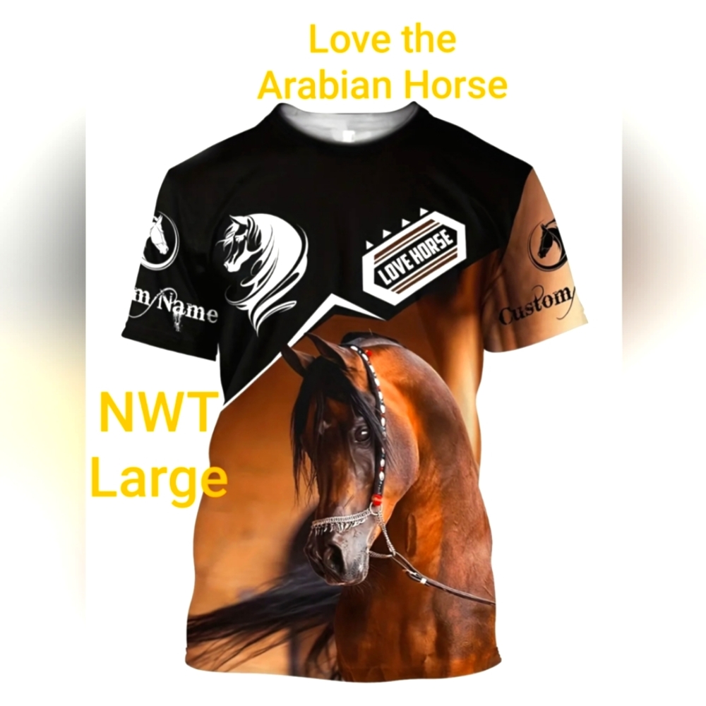 3D Arabian Horse Love-Western Unisex Premium Shirt Large NWT